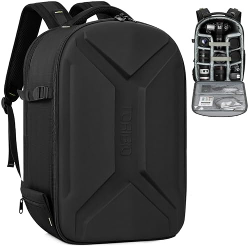 FREEAMG Zaino Rigido per Fotocamera, Borsa Fotografica per Fotocamere Reflex Digitali/Fotocamere Mirrorless, Compatibile con Fotocamere Sony/Canon/Nikon (Nero)