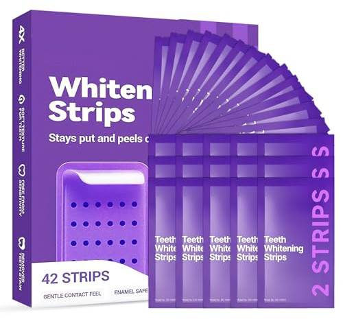 Tandblekningsstrips Lila 42 styck Teeth Whitening Strips, Professionella tandblekningsstrips, Tar bort fläckar Effektiv tandblekning Snabb verkan, Säkert för tandemalj