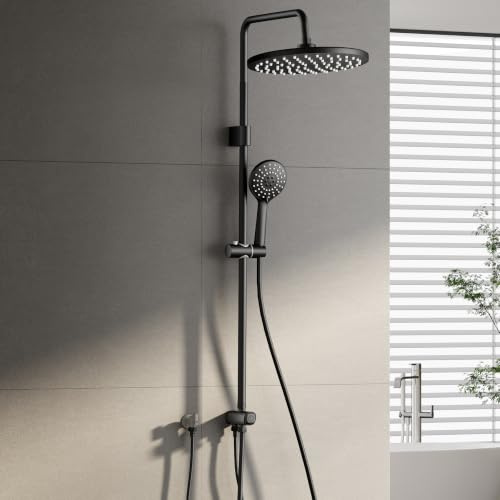 Regendusche Duschsystem ohne Armatur, Runde Regendusche Edelstahl Duschset, Höhenverstellbare Duschsäule mit Chrom-Oberfläche, Duschgarnitur für Badezimmer