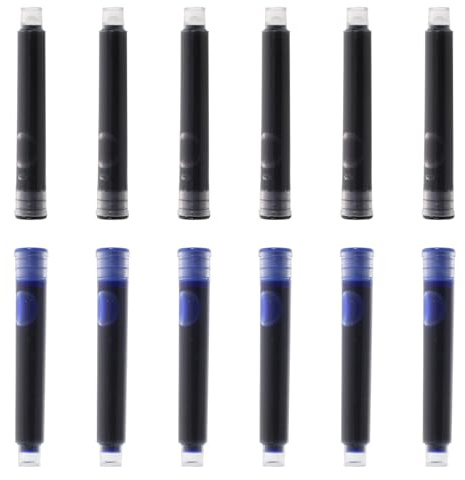 CAXUSD Recambios de Tinta Negra, Azul y Roja de Tinta para Pluma Estilográfica 100 Cartuchos Ligeros y Compactos Tamaño 3.4mm para Oficina y Escuela