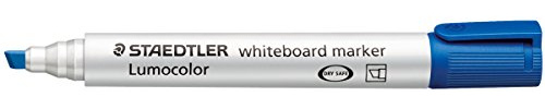 Staedtler Lumocolor 351 Whiteboard-Marker Rundspitze und Keilspitze, verscheidene Farben zur Auswahl (Keilspitze blau, 10)