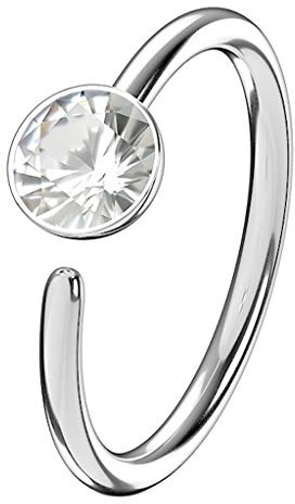 Piercingfaktor Piercing Ring Schild Clicker mit Strass Kristall für Septum Tragus Helix Ohr Nase Lippe Brust Intim
