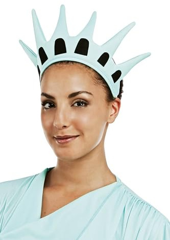 P'TIT CLOWN - 15170 - Couronne Statue de la Liberté Adulte - Accessoire Déguisement Carnaval, Halloween, Cosplay, Fête Costumée - Polyester - Bleu - Taille Unique