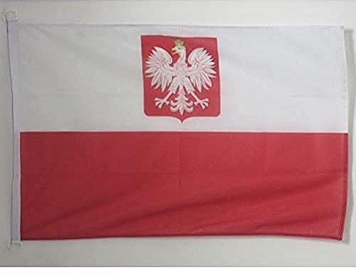 AZ FLAG Bandiera Polonia con Aquila 90x60cm per Esterno - Bandiera Polacca con Stemma 60 x 90 cm