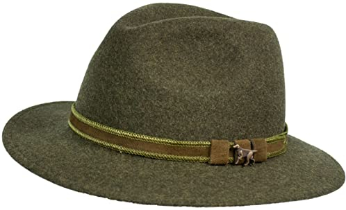 Hubertus Jagdhut mit Ledergarnitur und Zierteil Jagdhund Oliv (59)