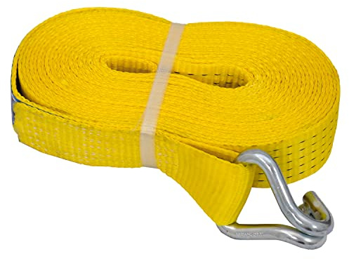 PETEX 43193619 Spanngurt ohne Ratsche 1-Teilig, 9, 6 M, 50 mm, 2500/5000 Dan, Doppelspitzhaken, Gelb