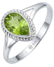 mantraroma Silberring Damen 925 Sterling Silber – tropfenförmiger Edelstein Ring 6 x 9 mm, schlichter minimalistischer Damenschmuck modern elegant, Geschenk für Frauen