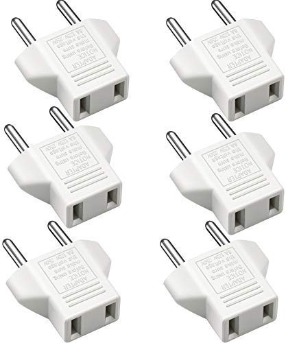 VGUARD [6 Pack Travel Adapter Adattatore Universale da Viaggio Adattatore Presa Americane USA/China CN a Spina UE, Francia, Germania, Spagna, Egitto ECC - Bianco
