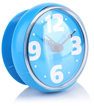 FTVOGUE Orologio da parete impermeabile con ventosa in 3 colori, per bagno, doccia, doccia, accessori da bagno (8 x 8 x 4 cm)