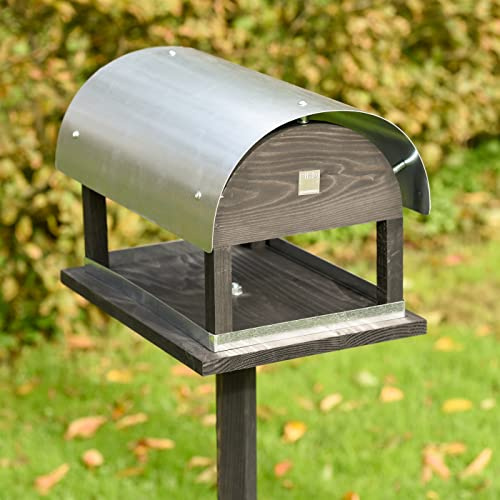 VOSS.garden Vogelhaus Rom inklusive Vogelhausständer, Vogelhäuschen Vogelfutterhaus Holzhaus Futterhaus Gartenhaus, Vogel Gartenvögel Wildvögel Garten
