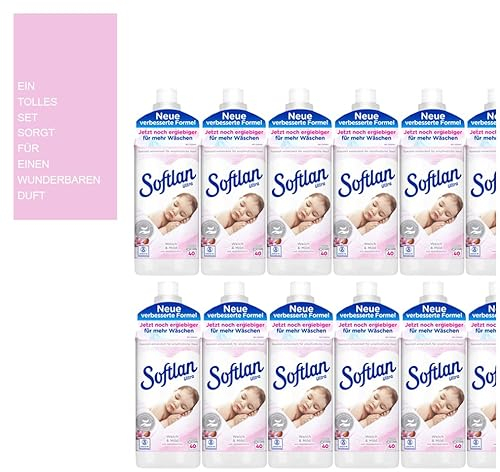 13tlg. Set: 12x1000ml Softlan Ultra Weichspüler Weich & Mild Sensitive | sensible & empfindliche Haut Mandelmilchduft 540WL + Sisal Tote von STUDIO.MUNET