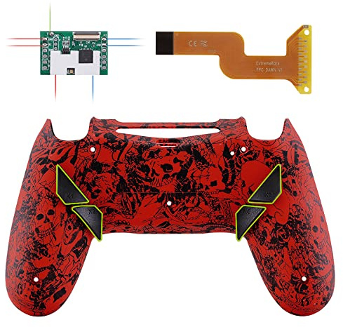 eXtremeRate Programmierbar Dawn Remap Kit für ps4 Controller JDM-040/050/055, Upgrade Rücken Gehäuse Case & Remapper Board & 4 Back Paddles/Tasten Set für ps4 Controller-Dämonen Monster