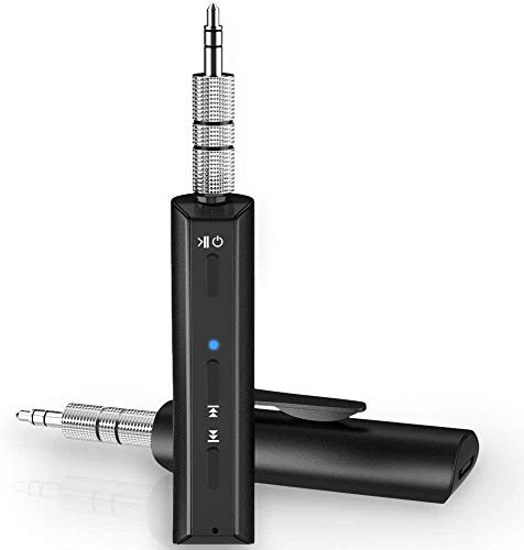 AGPTEK Aux Bluetooth 5,0 Portile per Auto Musica, Ricevitore Bluetooth Auto Aux, Associazione Simultanea di 2 Dispositivi, Bassa Latenza, Audio APTX, per TV, Stereo Casa, Cuffie Cablate