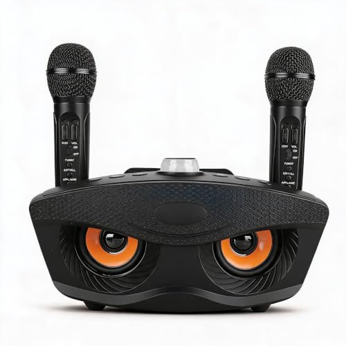 Karaoke Mikrofon, Bluetooth Lautsprecher und Mikrofon, Drahtloses Mikrofon für Innen und Außen, Tragbarer Home KTV Lautsprecher mit Verstärker, Heimkino Karaoke System (Schwarz)