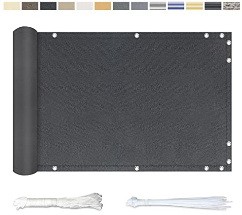 YangAera Balkon Sichtschutz Balkonabdeckung 85x200CM, Windschutz Wasserdicht und UV-Schutz Balkonverkleidung - mit Ösen Kabelbinder und Kordel, für Balkongeländer Terrasse Garten (Anthrazit)