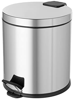 Compactor Pattumiera a Pedale in Metallo 20 l con Coperchio, per Bagno, Cucina e Ufficio, Acciaio Inossidabile Antiruggine, 31 x 36 cm, Argento, RAN11099