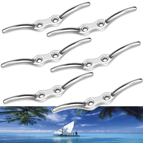 NA 6 Stück Edelstahl Boot Klampen,Festmacherklampe, Anlegeklampen 4 Zoll,Bootsbeschläge Klemme Befestigung, Bootshaken für Yachten,Fahnenmasten, Segelboote, Markisen