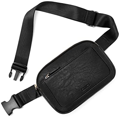 CLUCI Bauchtasche Damen PU Leder Gürteltasche Kleine Umhängetasche Verstellbarer Schultergurt Stylisch Brusttasche Sport Mode Hüfttaschen Schwarz