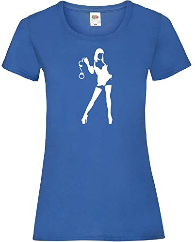 Domina mit Handschellen Frauen Lady-Fit T-Shirt Royal M