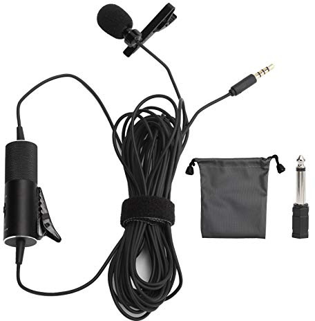 Microphone Cravate Professionnel de 5,8 M, Microphone Cravate Universel Collier-Pince Micro pour Microphone Caméra de Téléphone Portable (Noir)