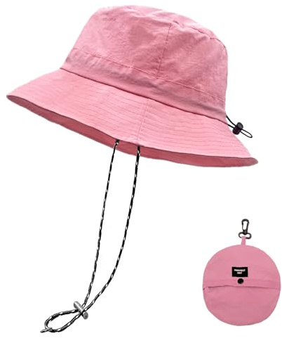 lifwimner Cappello da Pescatore Sole Donna Uomo Pieghevole Cappelli UV Protezione Estivo Impermeabile Safari per Pesca Esterno Campeggio Viaggi Outdoor(Rosa)