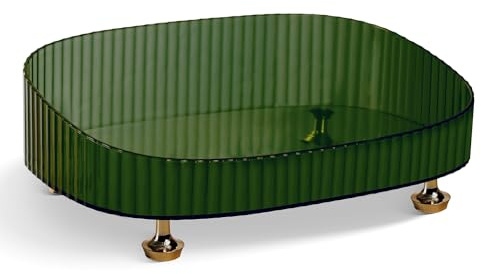 RAMFIYN Clear Acrylic Perfume Tray, Round Makeup Bathroom Trays for Counter, Decorative Vanity Trays for Bathroom Countertop for Dresser Tops - Green