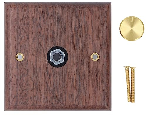 Interruttore Dimmer con Manopola in Ottone da 200 a 250 V, Interruttore Dimmer Rotativo in Legno di Noce Nera per Luce Domestica