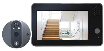 THikk Tuya Smart WiFi Video DoorBell 1080P Eye Peephole Camera 5000mAh 3MP Audio Intercom 4.3 PIR Infrared Alexa Call Door Viewer(Silver 32GB,YCC365 plus App-2MP)