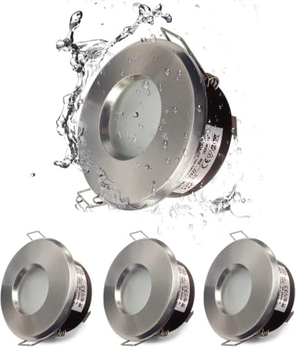 Sweier Einbaustrahler LED Spots 230V IP65, GU10 Einbauleuchten für 68-75mm Lochmass, Gussaluminium Deckenspots Badezimmer feuchtraum Wasserdicht (Ohne Lampe) Nickel 4er set