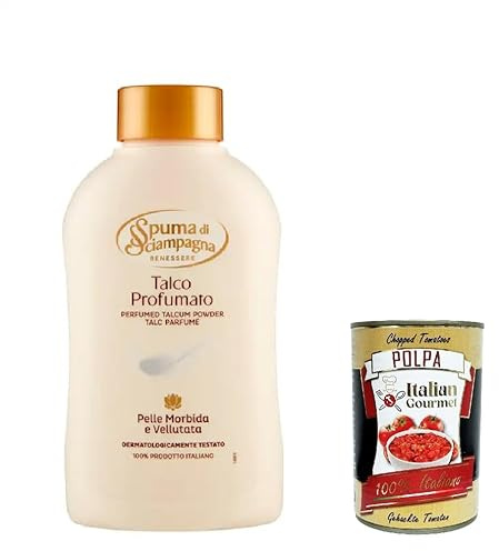 Spuma di sciampagna Talco Profumato Lot de 12 poudres corporelles classiques Talc 200 g + Italian Gourmet polpa 400 g