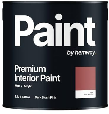 Hemway - Premium Interior Paint - Dark Blush Pink 2.5 L | Indoor Matt Finish, Acrylic & Water-Based Emulsion | Quick Dry & High Coverage for the Kitchen, Bathroom & Bedroom
