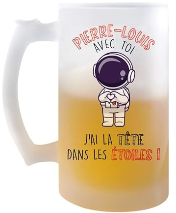 Planetee Chope Pierre-Louis Tête dans les étoiles | Verre à Bière Pression Pinte Couple Saint Valentin Mariage Fiançailles Anniversaire Cadeau Romantique