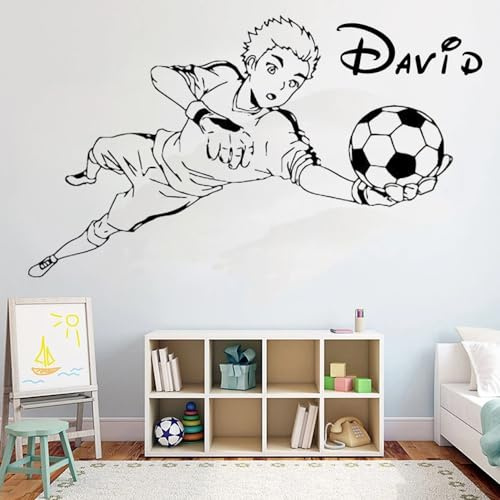Pegatinas Personalizadas, Pegatinas De Pared De Fútbol, ​​vinilos Decorativos De Pared De Portero De Fútbol, ​​pegatinas Personalizadas Con Nombre De Jugador De Fútbol For Dormitorio, Decoración(73x42
