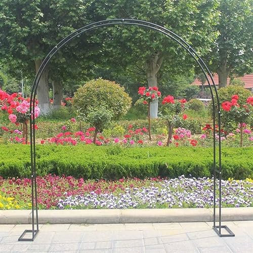 Arche Jardin Aluminium Largeur, Arche À Rosiers Métal, Filet À Plantes Grimpantes, Filet de Treillis, pour Récolte de Concombres, Légume, Vignes, Plantes Grimpantes,Noir,120x220x40CM