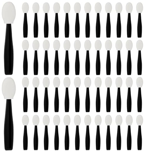 50PCS Disposable Eye Shadow Sponge Applicators, Mini Dual Sided Eyeshadow Brush Set Portable Travel Eye Shadow Applicator Sticks Multipurpose Lips Eye Makeup Brushes with Sponge Tip for Women Girls