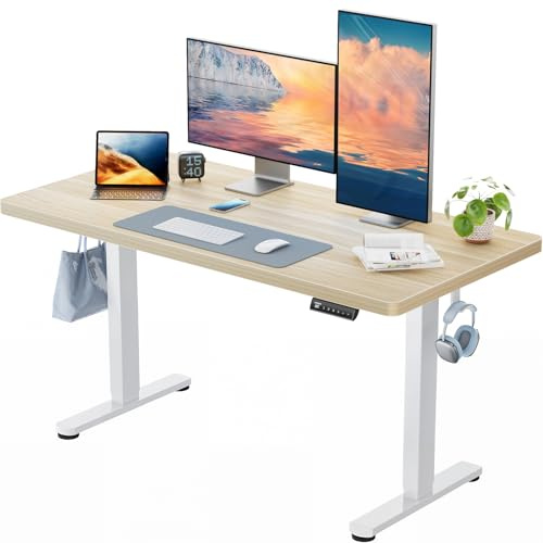 HUANUO Höhenverstellbarer Schreibtisch 120x80cm,25MM Ganze Tischplatte mit Bürstenloser Motor,Ergonomischer Schreibtisch Höhenverstellbar,Einfache Montage Elektrischer Stehschreibtisch für Homeoffice