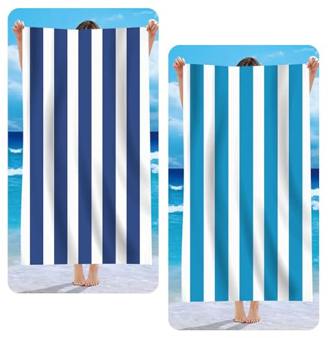 2pcs Beach Towels for Adults, 150x75cm Microfibre Beach Towel, Sand Free,Lightweight Quick Dry Towel for Swimming Sports Beach Gym