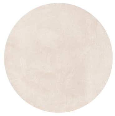 benuta Nest Waschbarer Teppich Nina - Creme 200 cm rund - Kunstfaser - rund & im Style: Uni, Minimalistisch - Pflegeleicht für Wohnzimmer Schlafzimmer