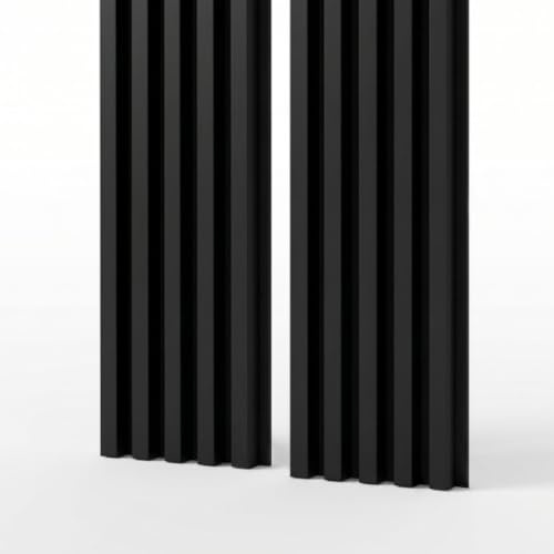 MEBANO. Akustikpaneele Holz 240 x 53 cm, Farbe: Schwarz Matt Wandpaneele, Holzpaneele Wand, Moderne Lamellenwand auf Filz, MDF Wandverkleidung
