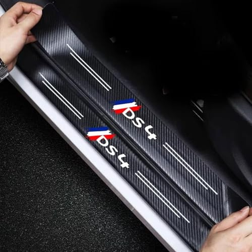 4 Pièces Protection Seuil de Porte de Voiture pour Citroen DS4, Autocollant en Cuir de Fibre de Carbone Plinthes pour Auto (DS4)