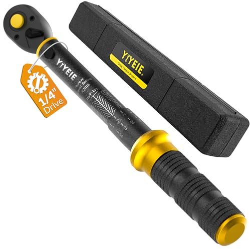 YIYEIE Upgrade 1/4 Drive Torque Wrench, 10-230 in.lb/1.1-26 Nm, Small Inch Pound Torque Wrench for Bike, MTB, Bicycle & Motorcycle, ±3% High Accuracy, with Easy-to-Use Locking Ring