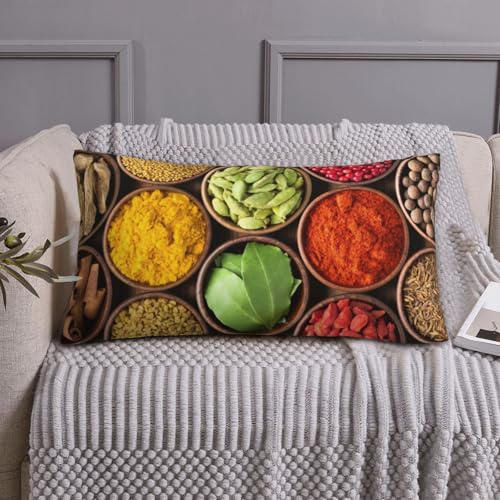 Funda de almohada estándar de tamaño king – 50,8 x 91,4 cm, microfibra suave con estampado de bloques de especias y hierbas, tamaño estándar con cremallera