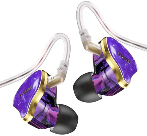 TZKZ TK02 Auriculares in Ear Monitor con Sonido de Alta fidelidad, Cable Desmontable, Controlador Tesla 10mm DD, cómodos y duraderos, para teléfonos móviles, músicos, DJ (Morado, sin micrófono)