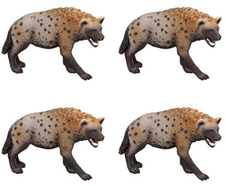 Juguete De Hiena, Paquete De 4, Juguete Duro De Hiena, Figuras De Hiena, Modelo De Animal De Safari Africano, Juguete Educativo Interesante, Modelo De Hiena, Modelo De Perro De Simulación Fuerte