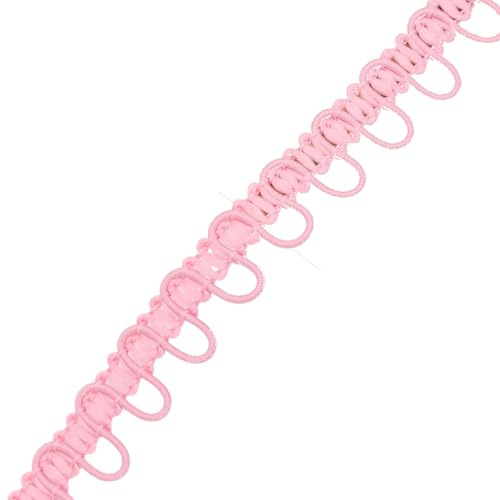 AMateschitz Elastisches Knopfloch 1.7CM Spitzen-Stretch-Knopfloch-Ornament Knopflochband Zopfborte Mit Knopfschlaufen Nähornament Stretchband Für Kostüm Nähen Hochzeitskleider DIY Rosa 25 Yard