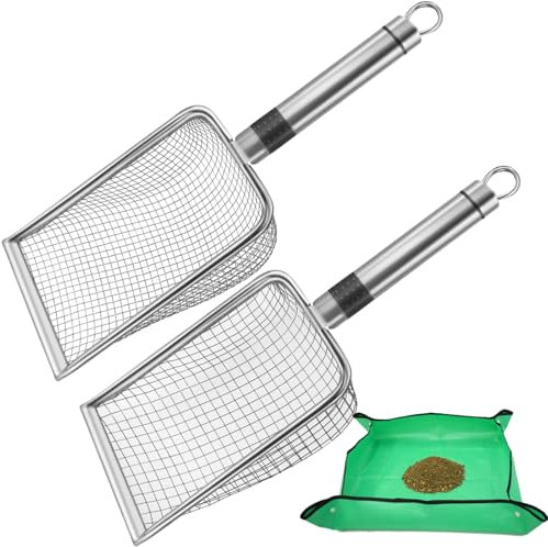 Bodensieb für Gartenarbeit, Erdsieb Kompostsieb mit Umtopfmatte, 3,8/5 mm Maschensieb, Gartensieb, Schaufel für Felsen, Sand, Schmutz, ideal für kleine Siebarbeiten