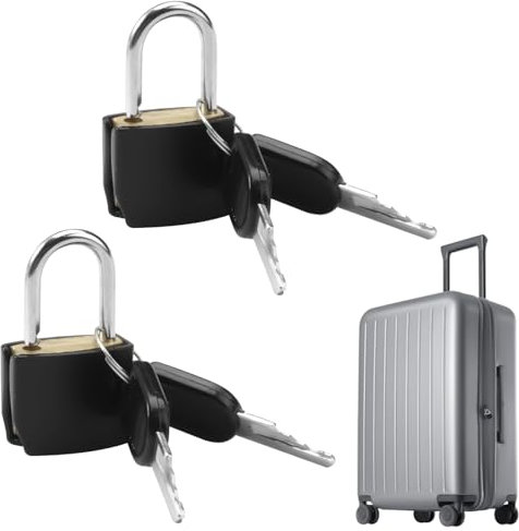 2 Stück Kofferschloss mit Schlüssel, Kofferschloss Klein, Vorhängeschloss Klein, Mini Vorhängeschlöss, Koffer Schlösser, Gepäckschloss Sicherheitsschloss, für Koffer, Schränke, Schließfächer (Schwarz)