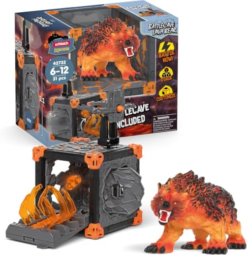 Schleich ELDRADOR | BattleCave Lavabär 42732 | ab 6 Jahren | 31 Teile | Set aus ELDRADOR Battle Cave mit Monster & Kristall | mit Schussfunktion und Greifarmfalle | Caves zur Arena stapelbar