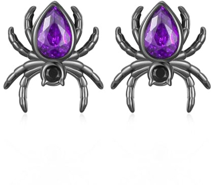 PARYFO Boucles d'oreilles gothiques en argent 925 - Tête de mort/ange diable/poupée vaudou / nervure noire / araignée / chauve-souris / squelette - Bijoux gothiques noirs - Cadeau pour femme et fille
