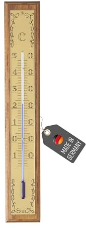 Lantelme Holzthermometer aus Eiche Temperaturanzeige -15°C bis 50°C Analog 27cm lang | Holz Thermometer für Innen Zimmer | Leicht ablesbar Dekorativ | Innenthermometer Zimmerthermometer (Braun 27cm)